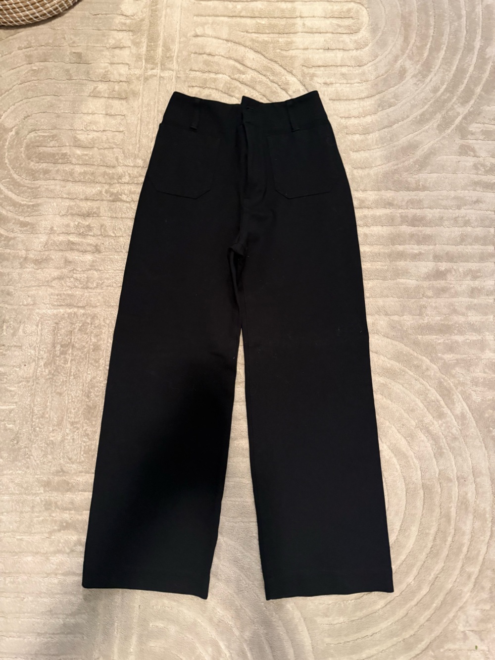 Anthropologie Black Wide-Leg Cropped Trousers